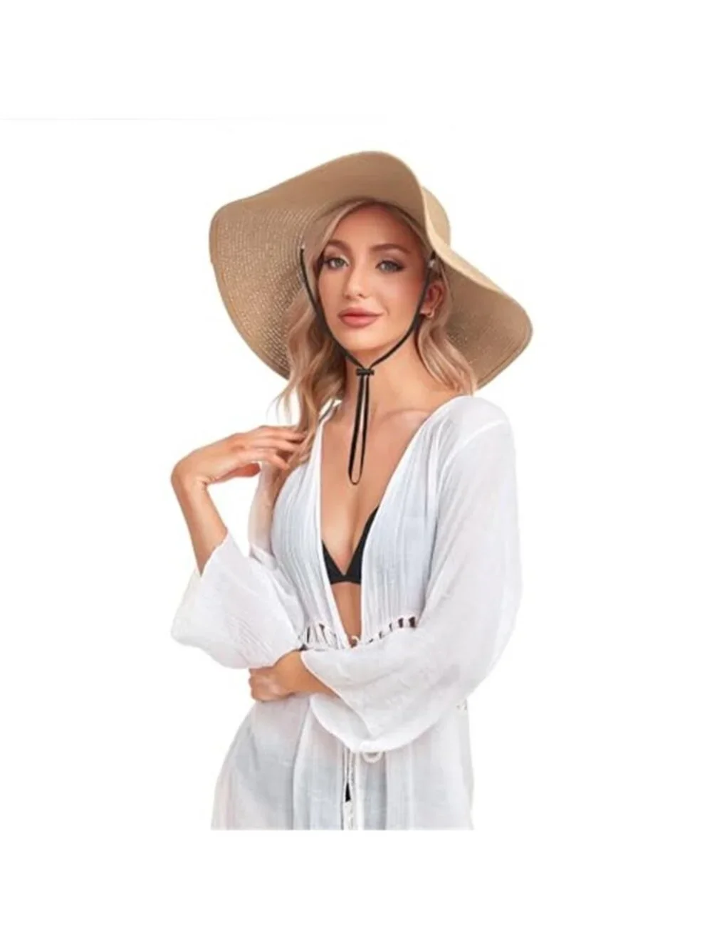 Beach Hats for Women Straw Sun Hat Floppy Wide Brim Foldable UPF 50+ UV